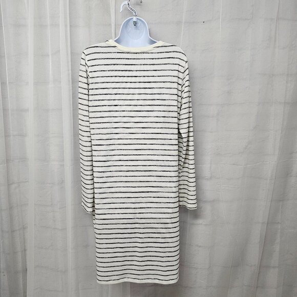 Dip Dress Knit White Black Stripes Shift Casual Preppy L - Picture 5 of 8